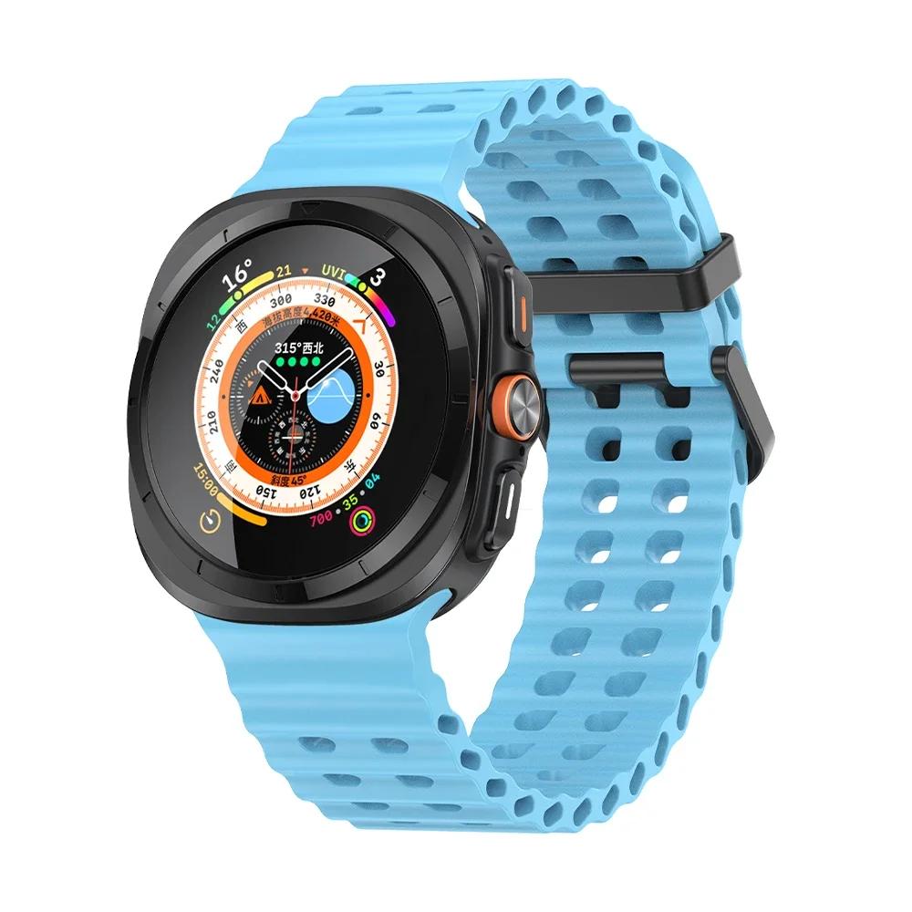 Marine Band Für Samsung Galaxy Watch 7 ultra 47mm Sport Silikon Armband Strap Galaxy Watch ultra Strap 47 Leuchtend Zubehör