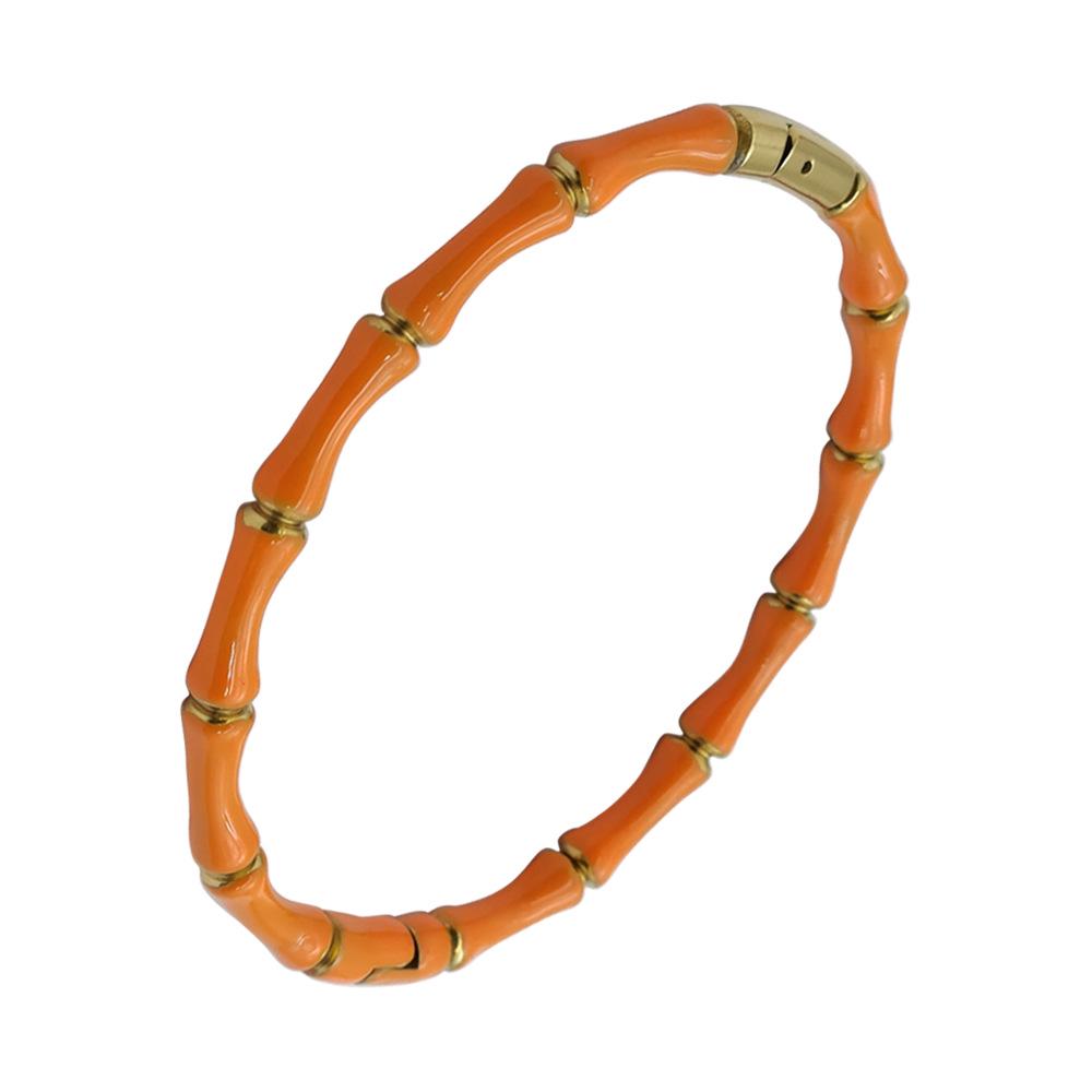 Gold Bamboo Pattern Women's Bracelet with Colored Epoxy Resin