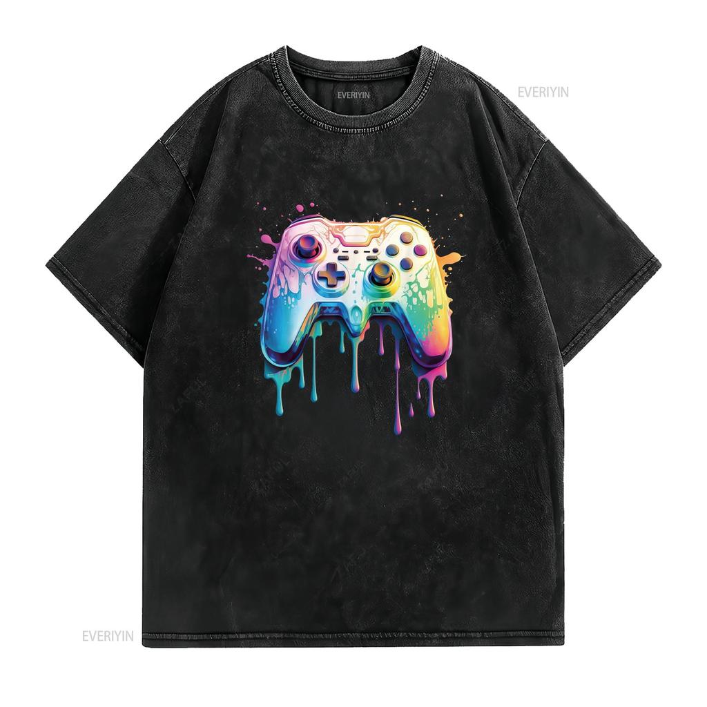 Gamer Video Game Colorful Lover T Shirt vintage Washed Breathable Top For Everyday Wear Soft Casual Stylish homme Unisex