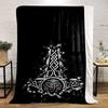 Thor's Hammer with Nordic Patterns Printed Flannel Blanket for Bedroom, Living Room, Sofa, and Nap