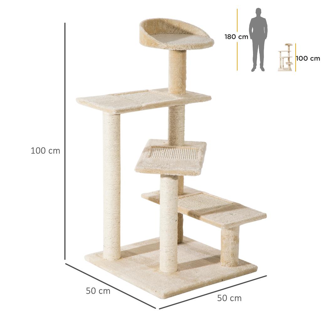 Multi-Level Cat Perch, Sisal Scratching Post, Platforms, and Kennel