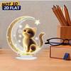 Charming Cat Acrylic Desktop Ornament 1pcs 2D Flat Cat Home Office Decoration No Power Supply Required