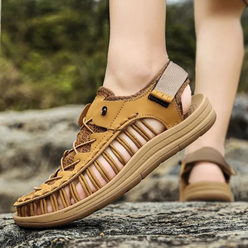 Fashion Handmade Men Shoes Breathable Casual Beach Shoes Comfortable Men's Sandals Outdoor Wading Work Footwear Erkek Ayakkabı