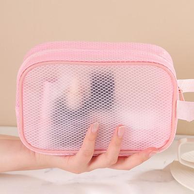 New Large Capacity Mesh Makeup Bag Zipper Transparent Cosmetic Bag Waterproof Handheld Make Up Organizer Case Travel