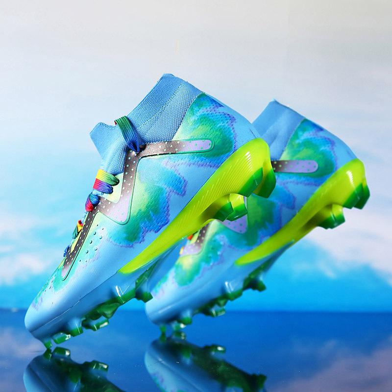 Football Shoes Male and Female Adult Adolescent Student Tf Broken Nails Artificial Turf AG Nails Leather Foot Competition Training Shoes