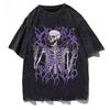Summer Goth Plus Size Angel Skull Graphic Washed Cotton T‑shirt Unisex Female Korean Fashion Short Sleeve Streetwear Casual Tops
