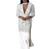 2026 spring new women's clothing, cross-border Amazon Europe and the United States, fashionable and elegant commuter printed V-neck dress set