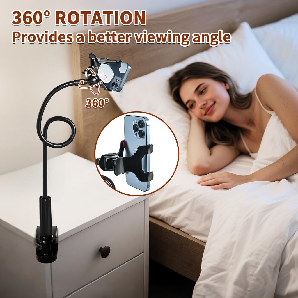 360 Rotatable Stainless Steel Waterproof Desk Phone Holder Stand Universal for Desktop