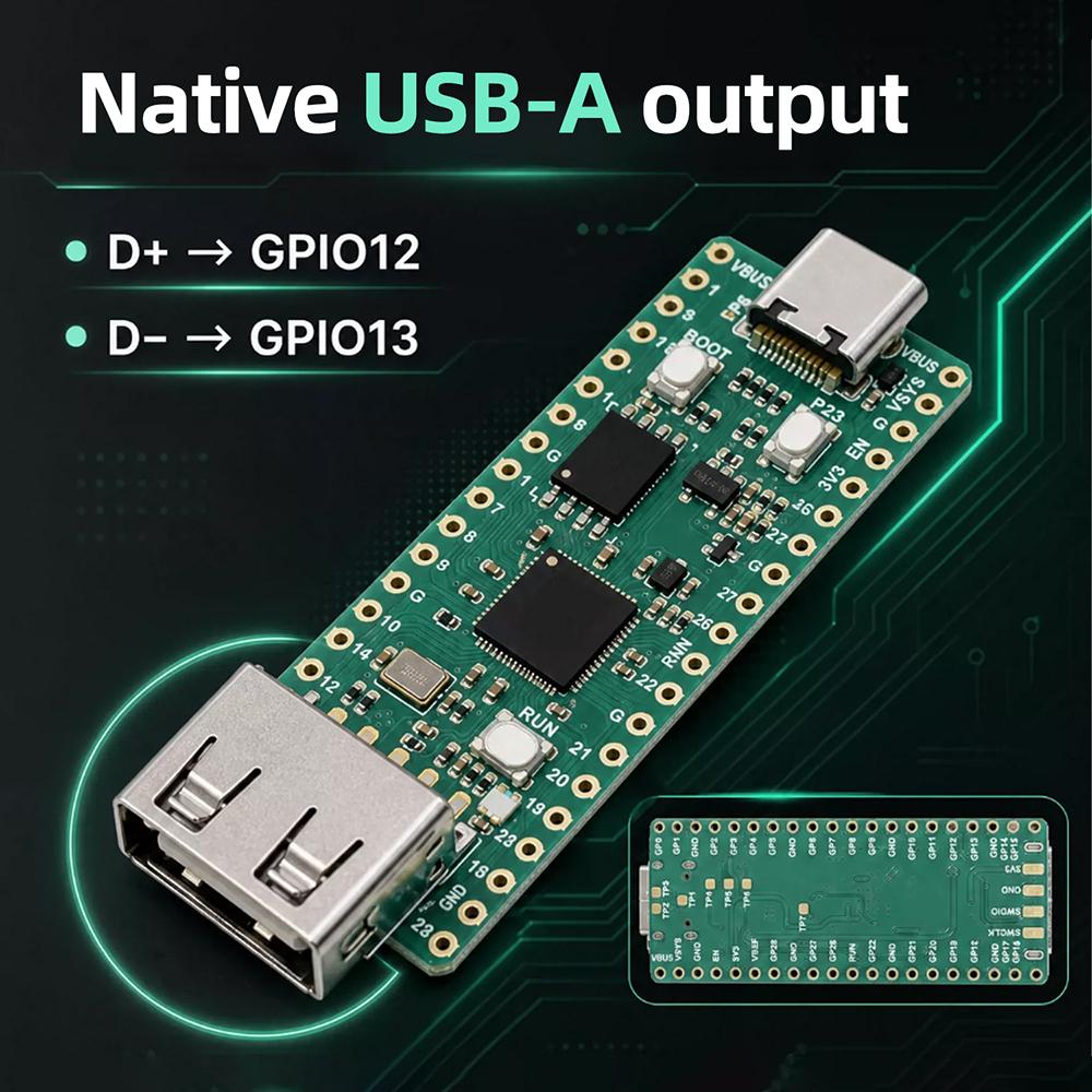 Development Board For Rp2350 Usb A Usb C Based On Pico 2 Usb Type C Expansion Port For Program