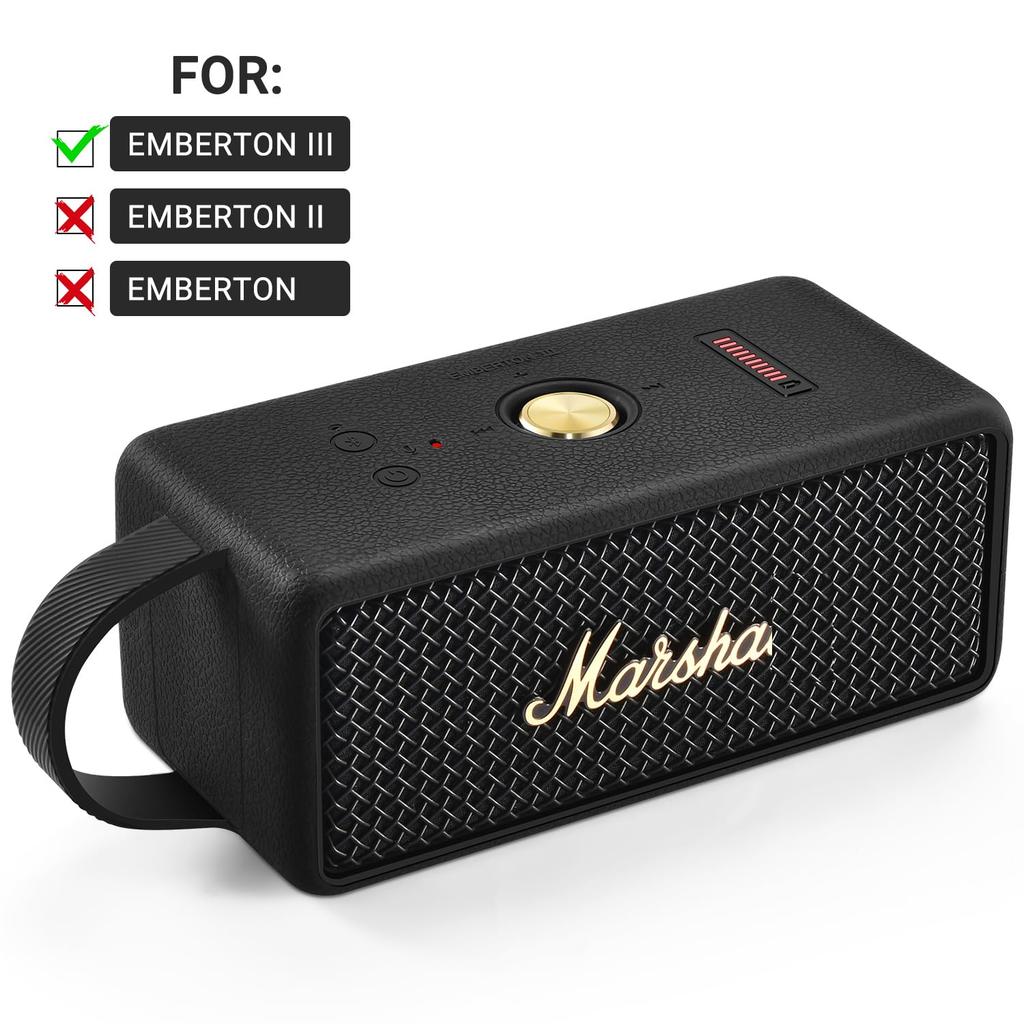 Marshall Audio Soft Protective Case for Emberton Bluetooth III Audio, Portable Silicone Cover, Soft Case - Carrying Travel Bag (Emberton III Black)