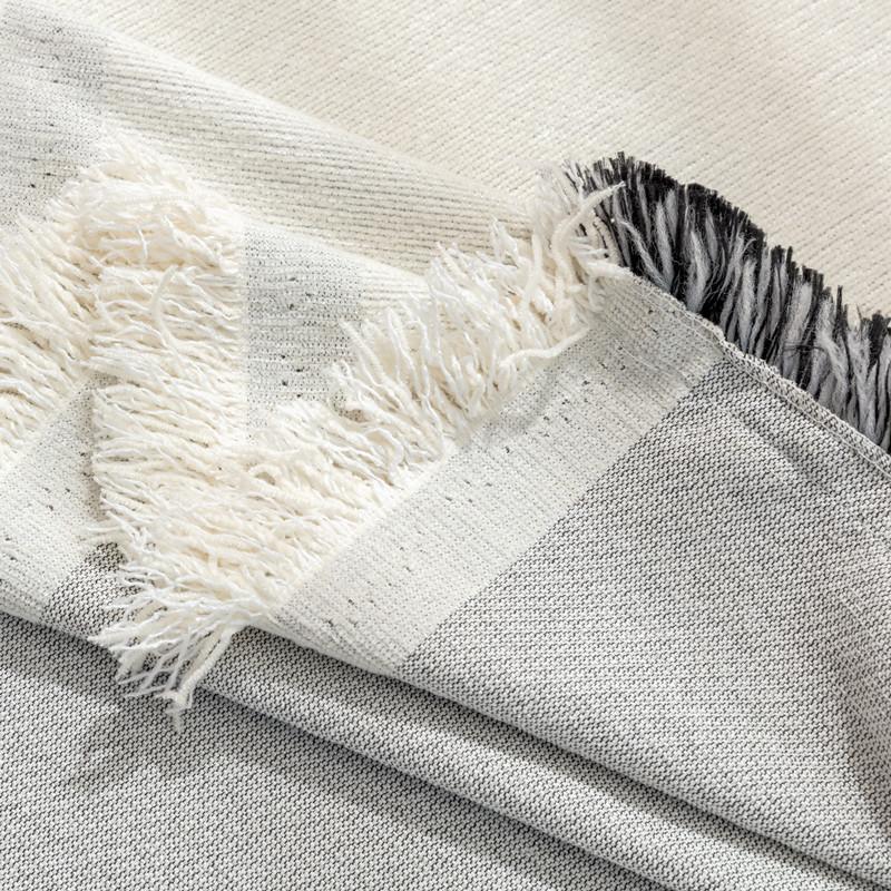 Koc dziergany w kratę z frędzlami, Koce na sofę w stylu bohemy, Koc narzuta, Pokrycie na łóżko, Dekoracja domu