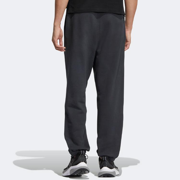 adidas Pure Color Logo Embroidered Badge Loose Sports Pants Men Bottoms Carbon-Black IK3468