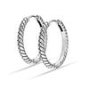 LeCalla S925 Sterling Silver Antique Texture Charms Huggie Hoop Earring for Women Teen 25MM