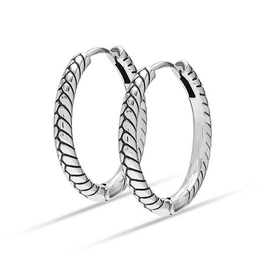 LeCalla S925 Sterling Silver Starožitné texturní přívěsky Huggie Hoop náušnice pro ženy, dospívající 25MM