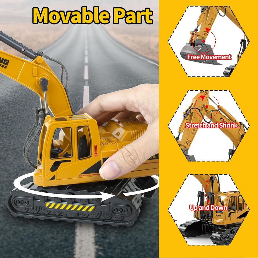 Simulation Alloy Excavator Toy, Inertia Driven Construction Vehicle, Kids Play Gift, Indoor Outdoor Universal