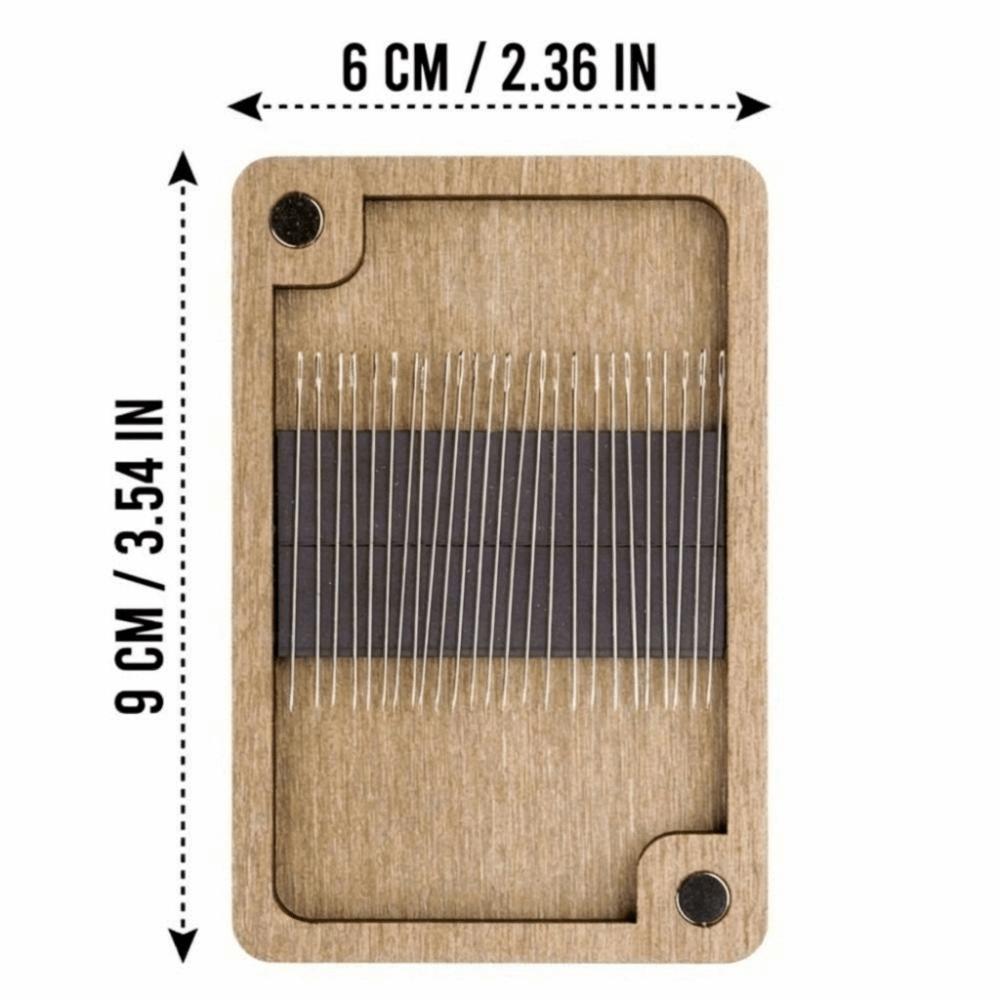 Wooden Material Wooden Magnetic Needle Box Turmeric Color Durable Construction Sewing Tool Organization Box Universal Size