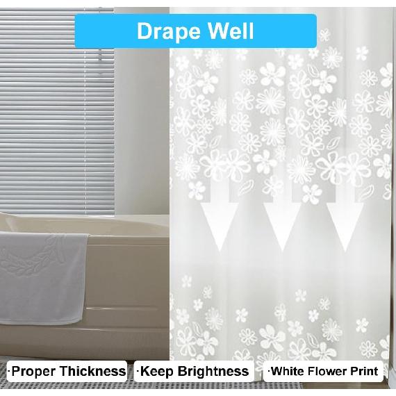 Shower Curtain Liner with 12 Plastic Hooks, 72x72 Inch Plastic Shower Curtain Liner for Shower Stall & Bathtubs, Bathroom Curta Shower Curtain and