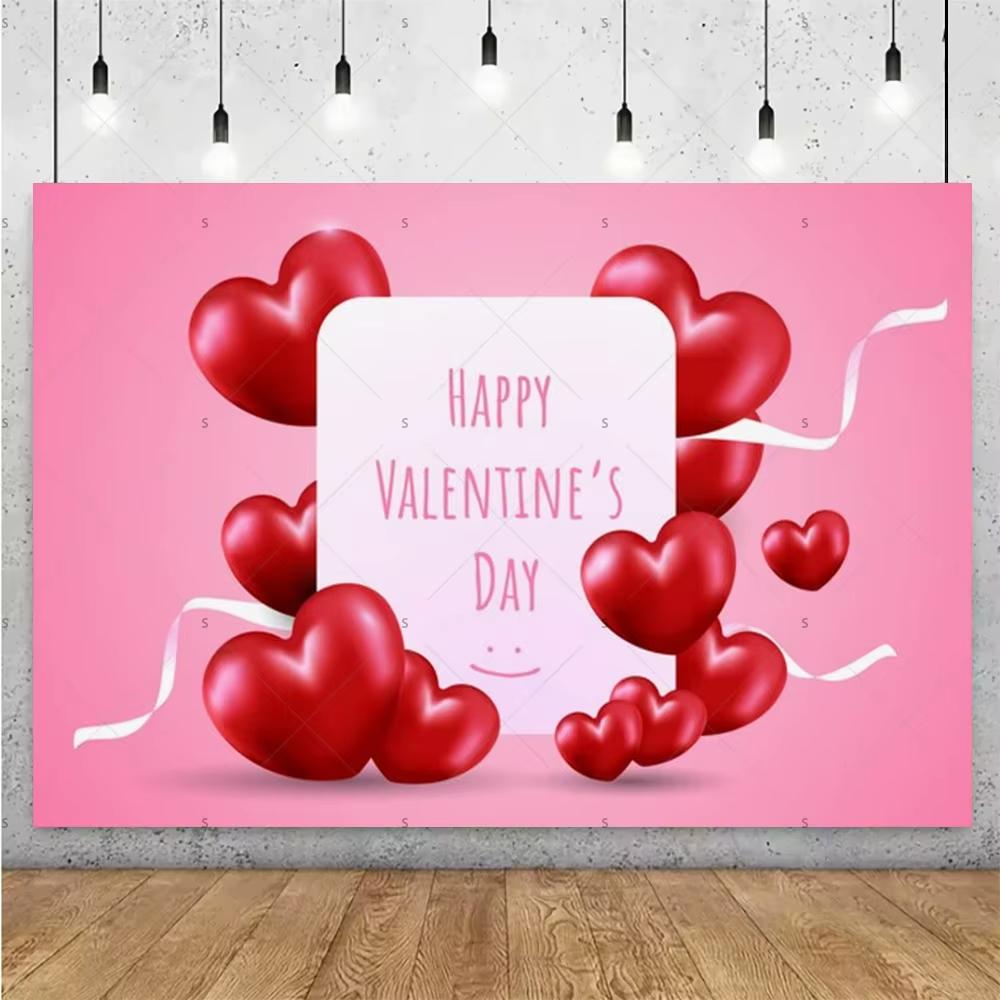Balloon Red Love Heart Rose Background Happy Valentines Day Backdrop Supplies Valentines Day Party Decoration Photo Shoot Pro
