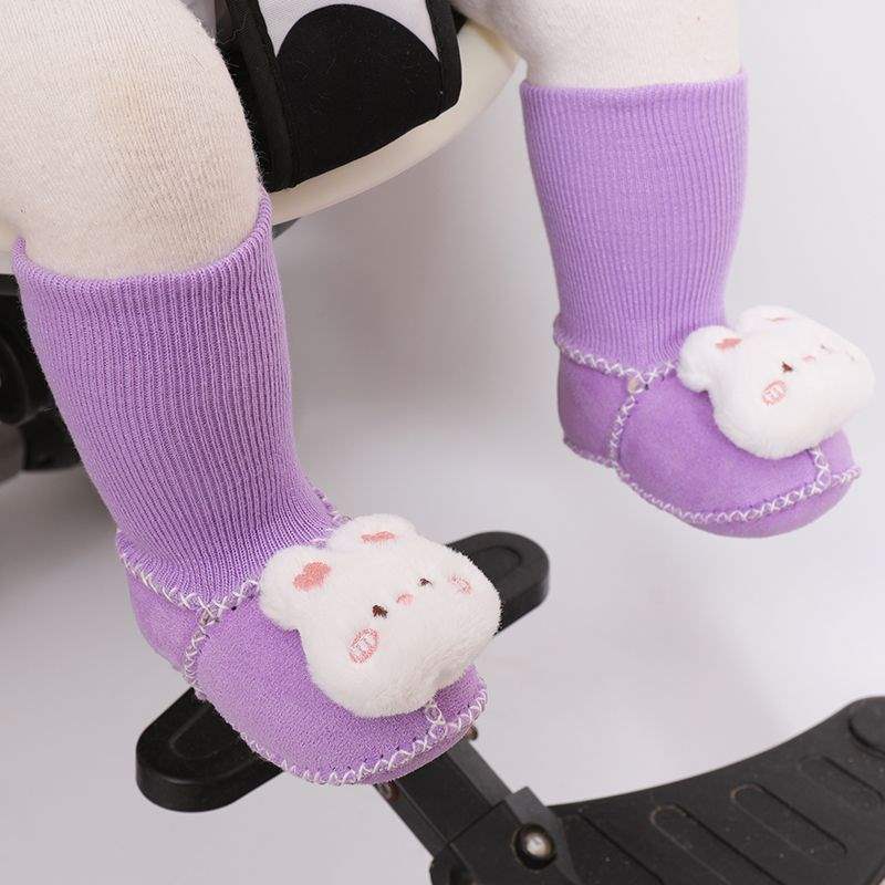 Winter Soft-soled Newborn Baby Cotton Shoes 0-6 Months Thickened Baby Anti-drop Socks Shoes Keep Warm and Do Not Lose Fluff Shoes