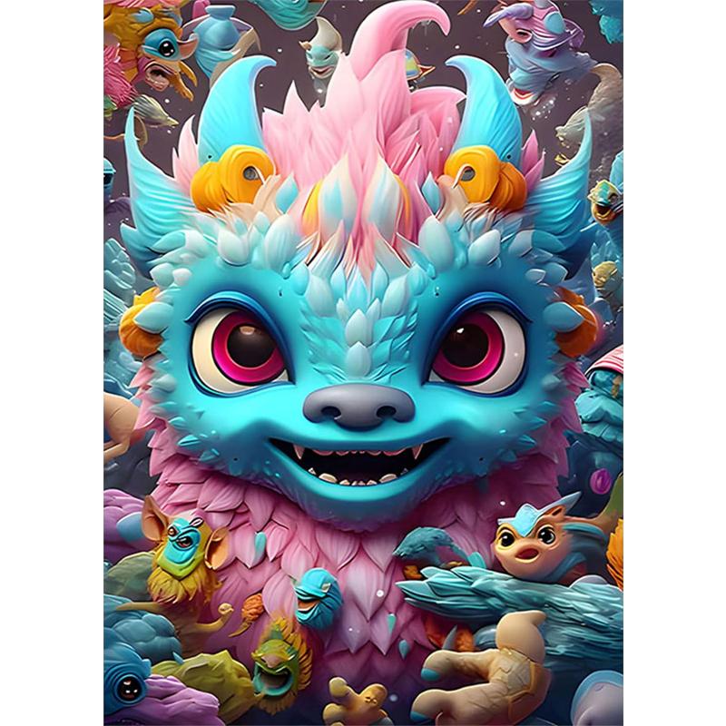 5D DIY Full Circle Diamond Painting "Comic Dragon Baby" Embroidery Cross Stitch Home Decor Gift