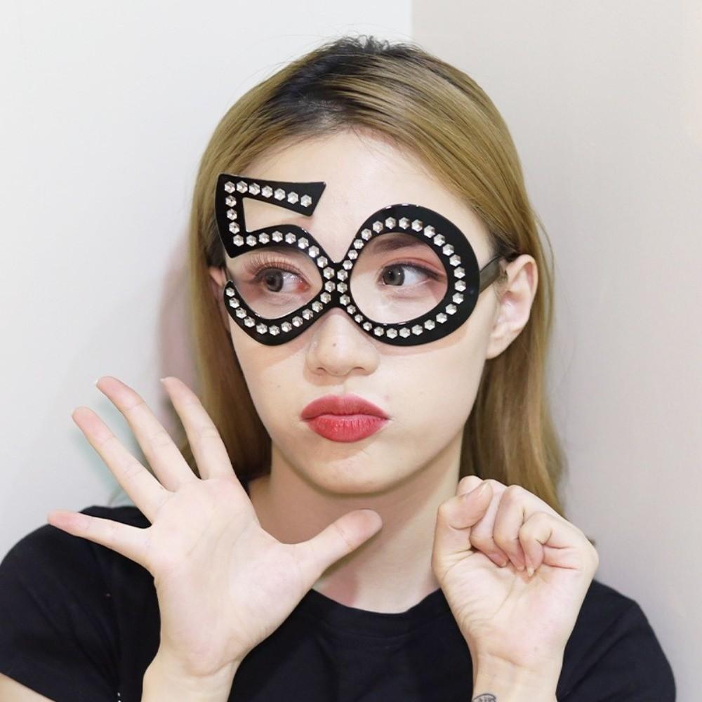 Rhinestone Birthday Number Rhinestone Glasses Funny Party Mask Party Favors  Unisex
