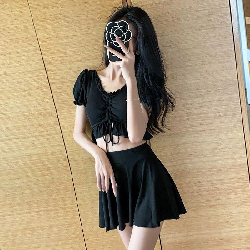 

Женский сексуальный купальник-двойка для похудения: Новый стиль, идеально подходит для горячих источников на открытом воздухе и отпусков L (Recommended for 100-110 Jin) чёрный