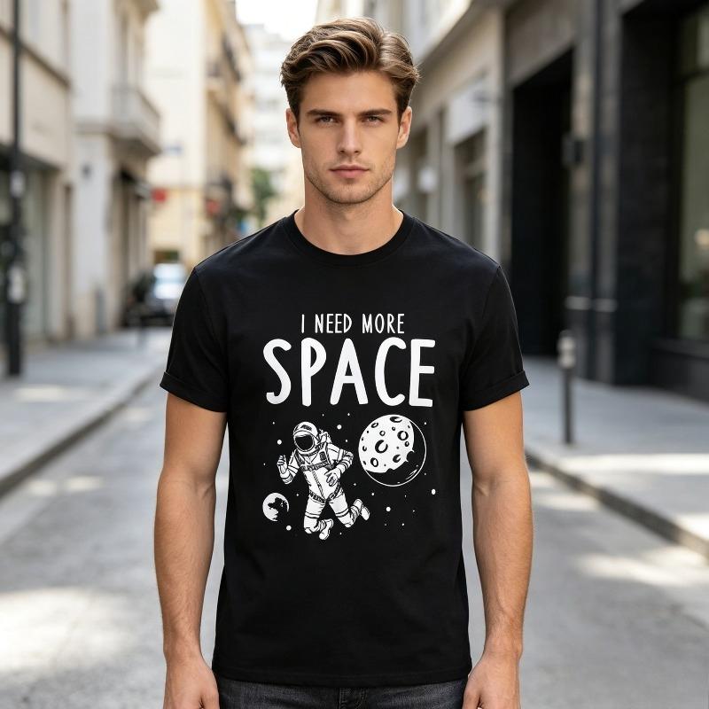 Funny Astronaut Space TShirt Unisex Unisex I Need More Space Graphic Tee Casual Cotton Short Sleeve Shirt