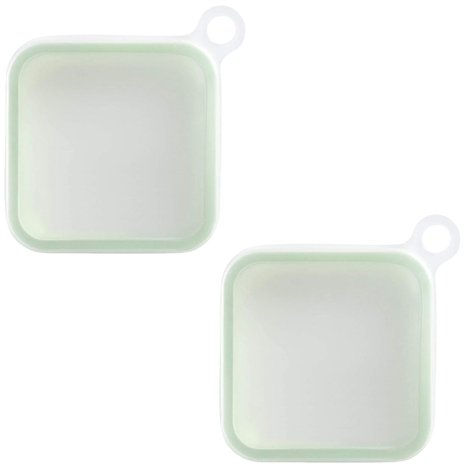 

Set of 2 Portable Food Storage Container Silicone Bentos Box for Lunch Dishwasher Safe Lunchbox for Office and School