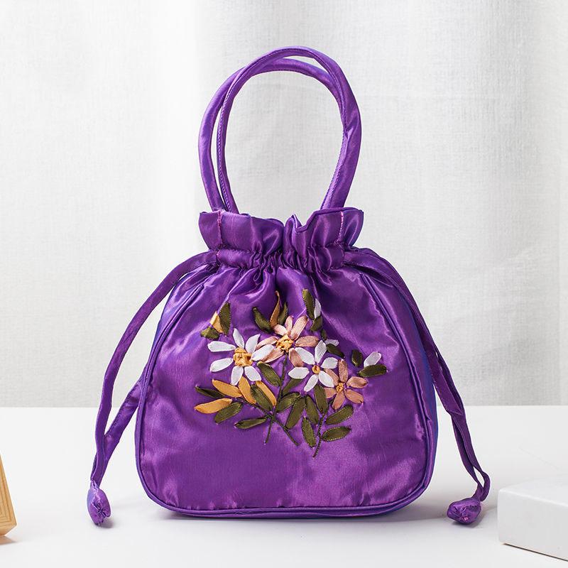 Fashion Women Bucket Bag Summer Purse Top Handle Ladies Handbag Phone Bag Embroidered Flower Drawstring Bag Designer Handbags