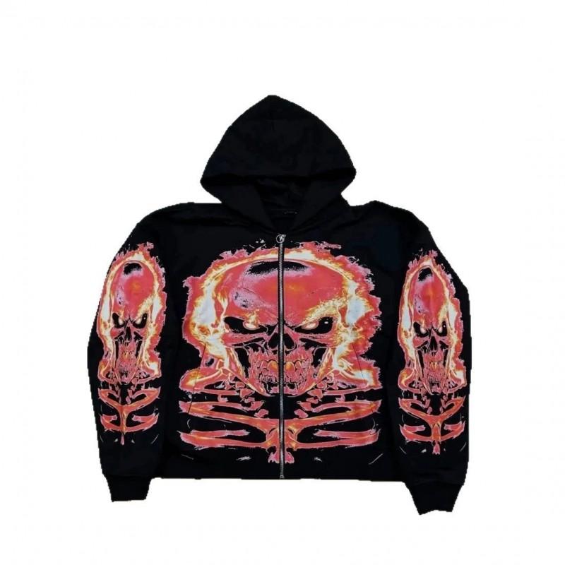 2026 Y2K Streetwear Zip-Up Hoodie Unisex Oversized Pullover Casual Long Sleeve Sweatshirt