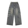 JYL Mens Jeans Spring Autumn New American Vintage Loose Straight Wide Leg Casual Denim