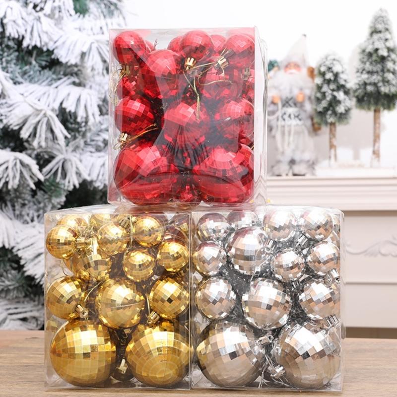 Elegant Christmas Sphere Ornament Christmas Hanging Pendant Assorted Checkered Sphere Baubles for Home Festivities