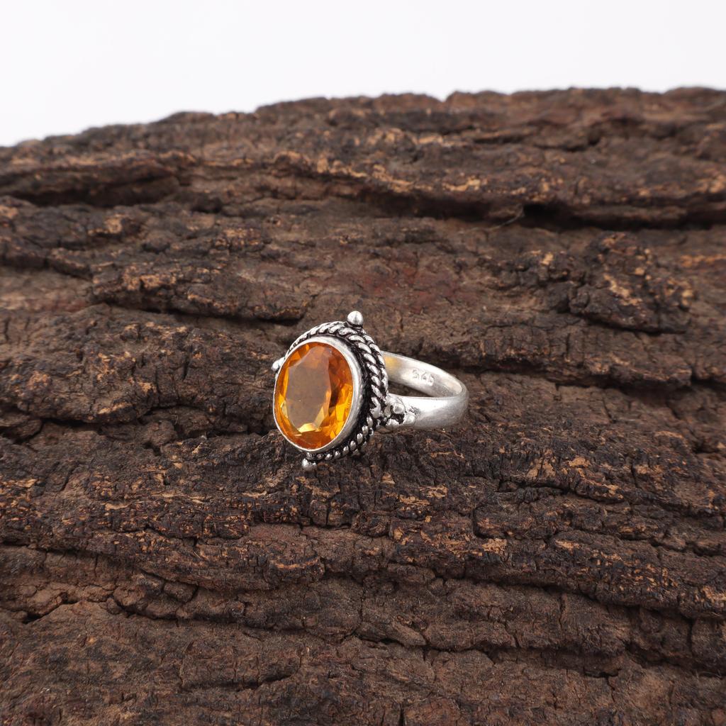 Citrine Ring Gemstone Jewelry, 925 Solid Sterling Silver Ring, Handmade Jewelry Birthstone Ring, Gift For Love
