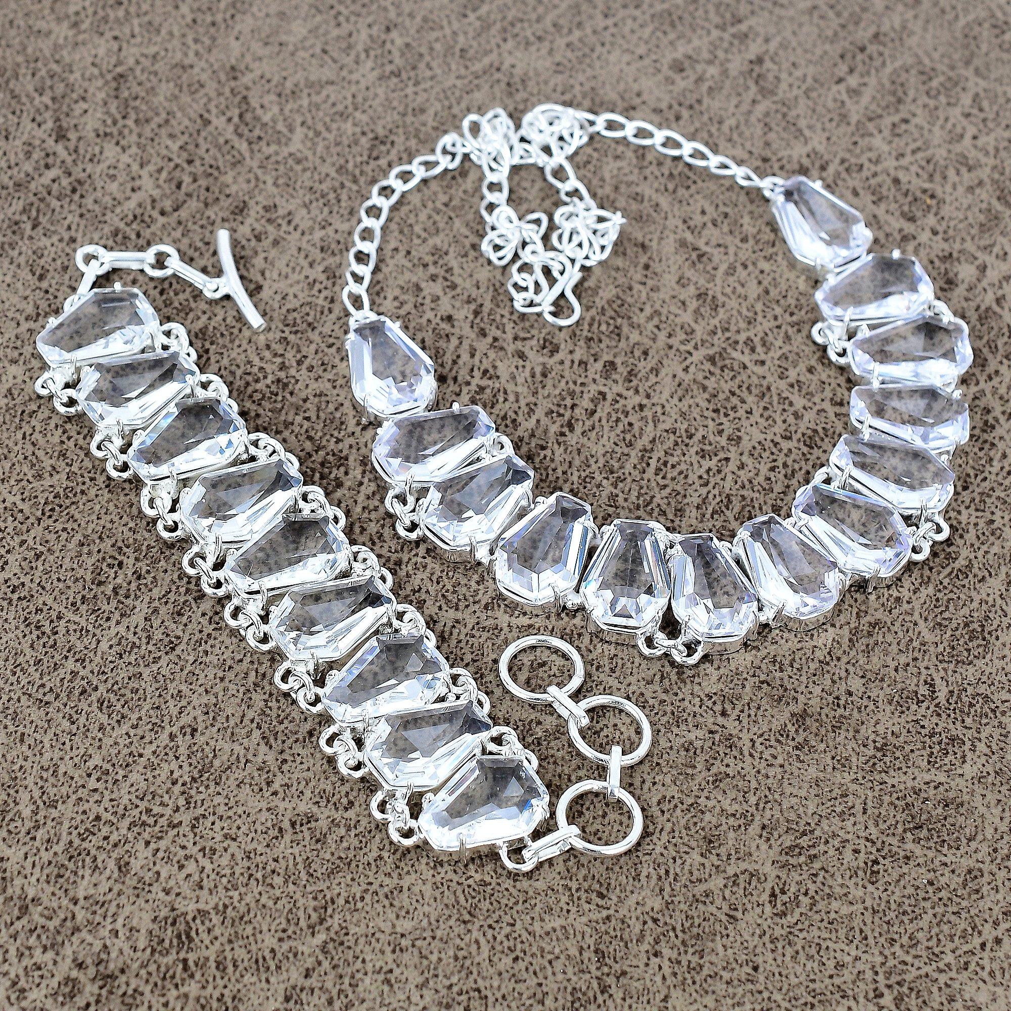 

White Topaz Gemstone Handmade 925 Sterling Silver Jewelry Set KKG-450