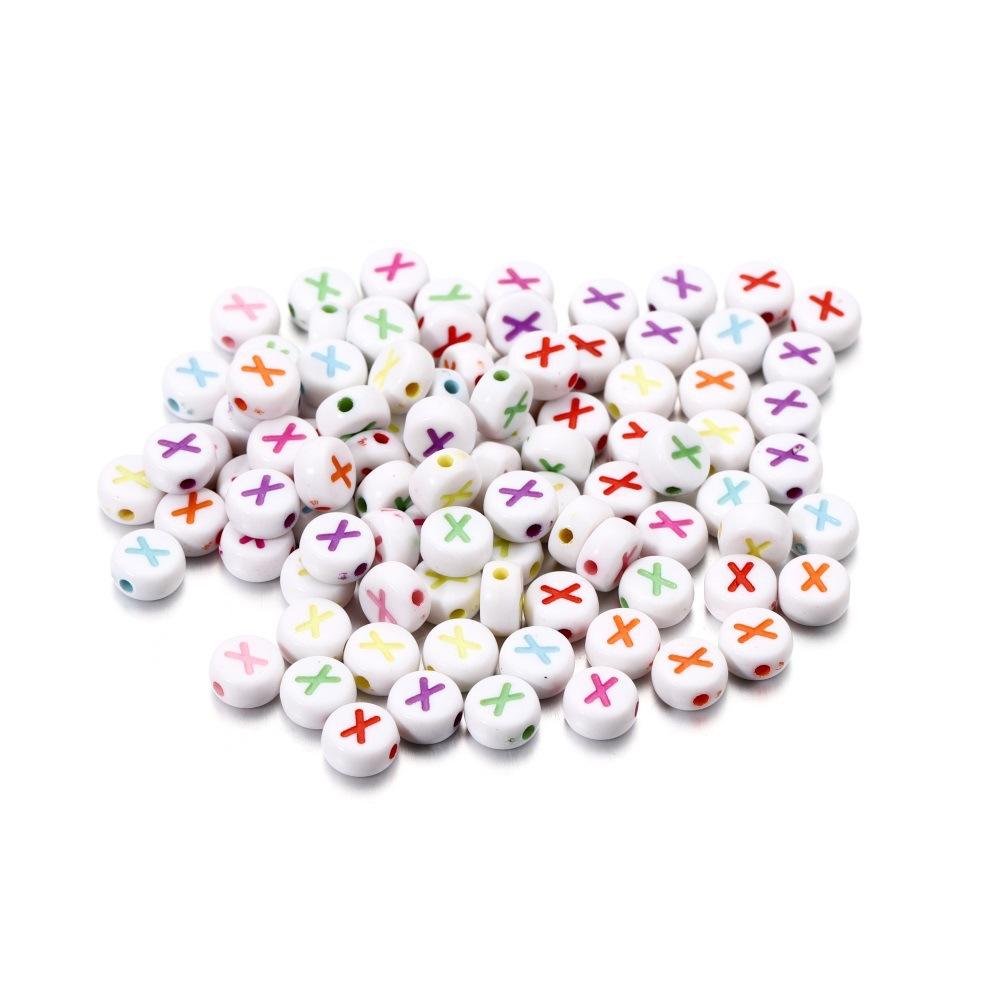 Color Letter Beads On White Background Acrylic English Letter Beads Plastic Round Bracelet Beads 26 Single Letter D