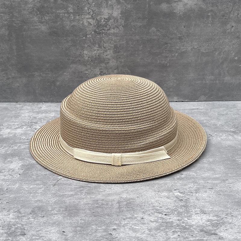 Hat Female Summer Travel Shopping Hepburn Wind Thin Straw Hat Sun Protection Sunshade Concave Shape Small Basin Hat Shows Small Face