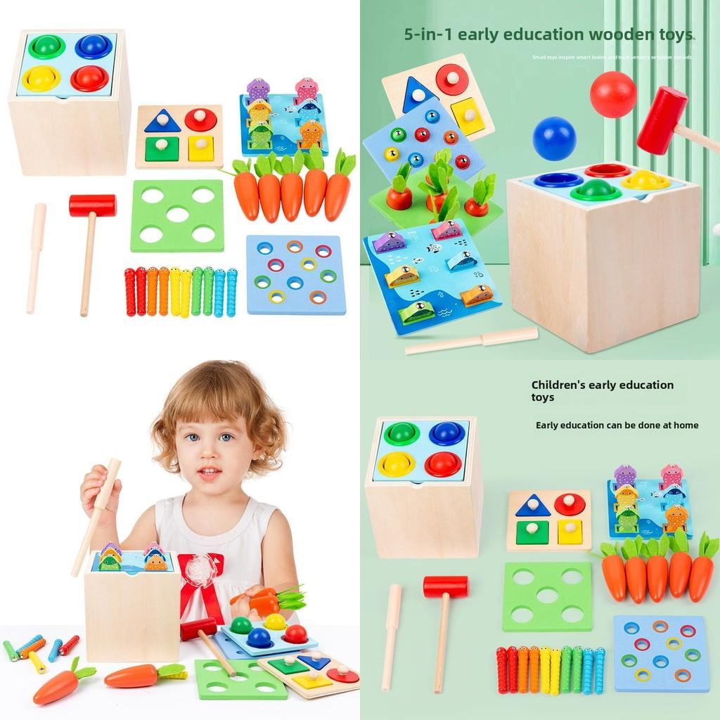 Kids Puzzle Wooden Knock Box With Multi Function Play Fine Motor Brain Skills