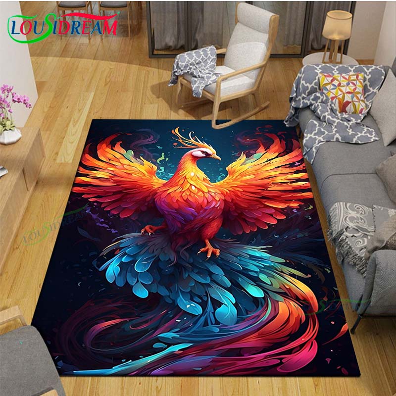 Popular Mythical Beast Phoenix Printed  Carpet Living Room Anti-Skid Area Rug Kids Bedroom Mats Yoga Mat Carpet Decor Gift