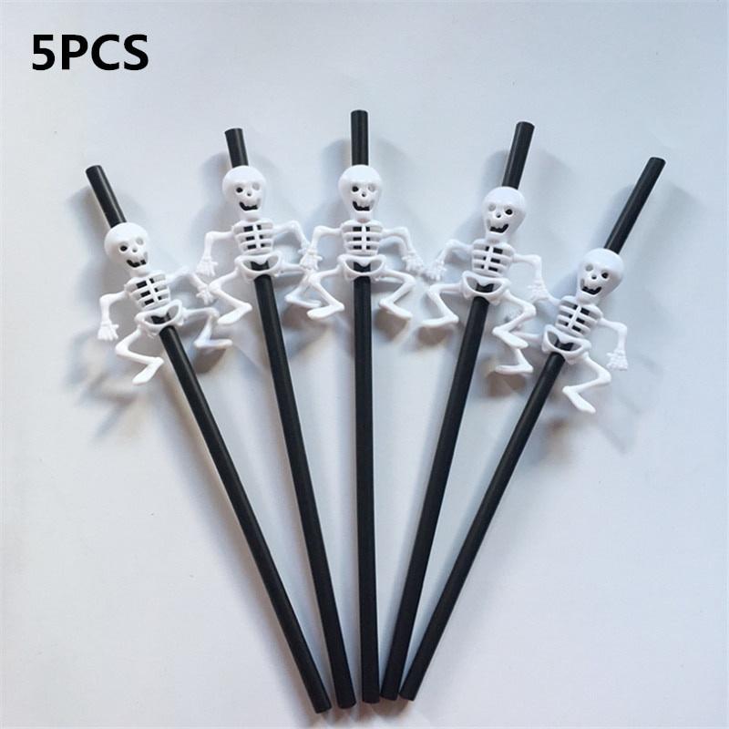 5pcs Halloween Pumpkin Straw Ghost Straws Halloween Decoration Straws Party Supplies Halloween Decorations for Home
