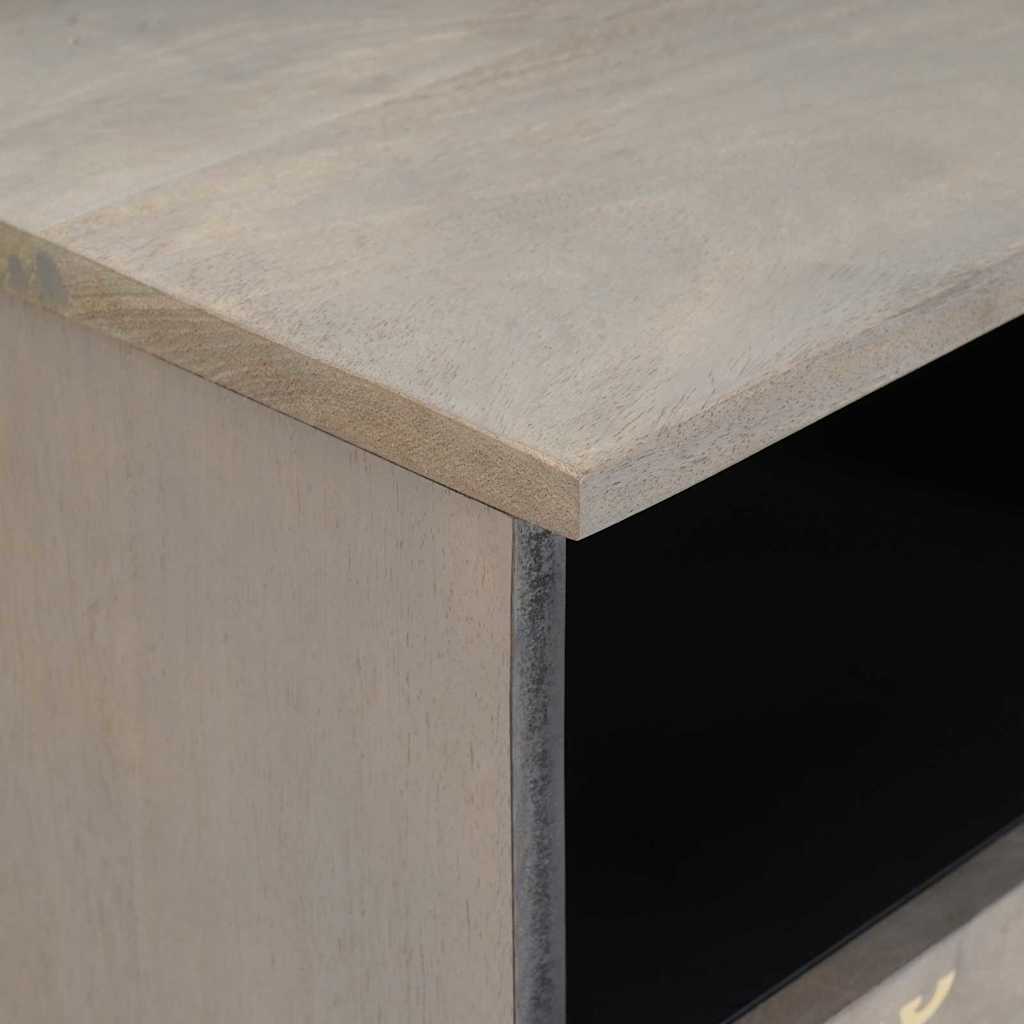 TV Cabinet with Drawers Gray 70 x 33 x 46 cm Solid Mango Wood