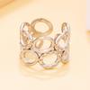 Women's Retro Hollow Geometric Oval Ring with Smooth Asymmetrical Design - Non-fading Jewelry