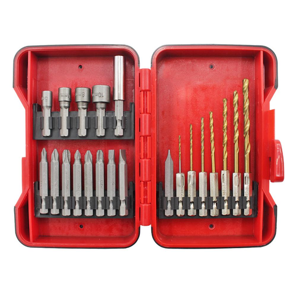 21pcs/set Socket Adapter Drill Bits Set Professional Drill Bits Socket Adapter Sleeve Woodworking Hand Tool for Thin Iron Sheet