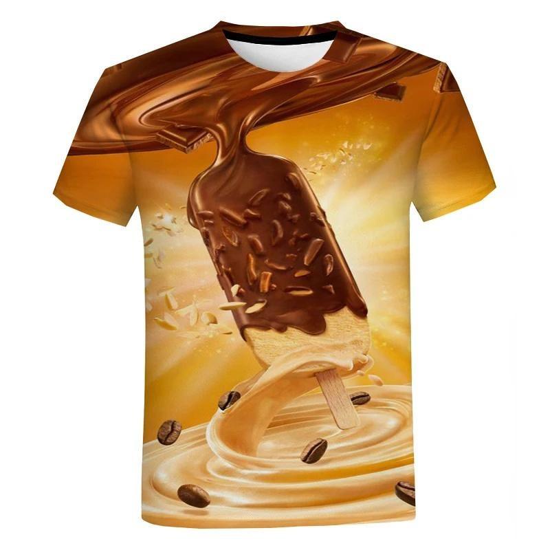 Summer Children Funny Ice Cream 3D Print T-shirt Street Cool Cool Short Sleeve T Shirts Personality Graphic Humour Tee Top