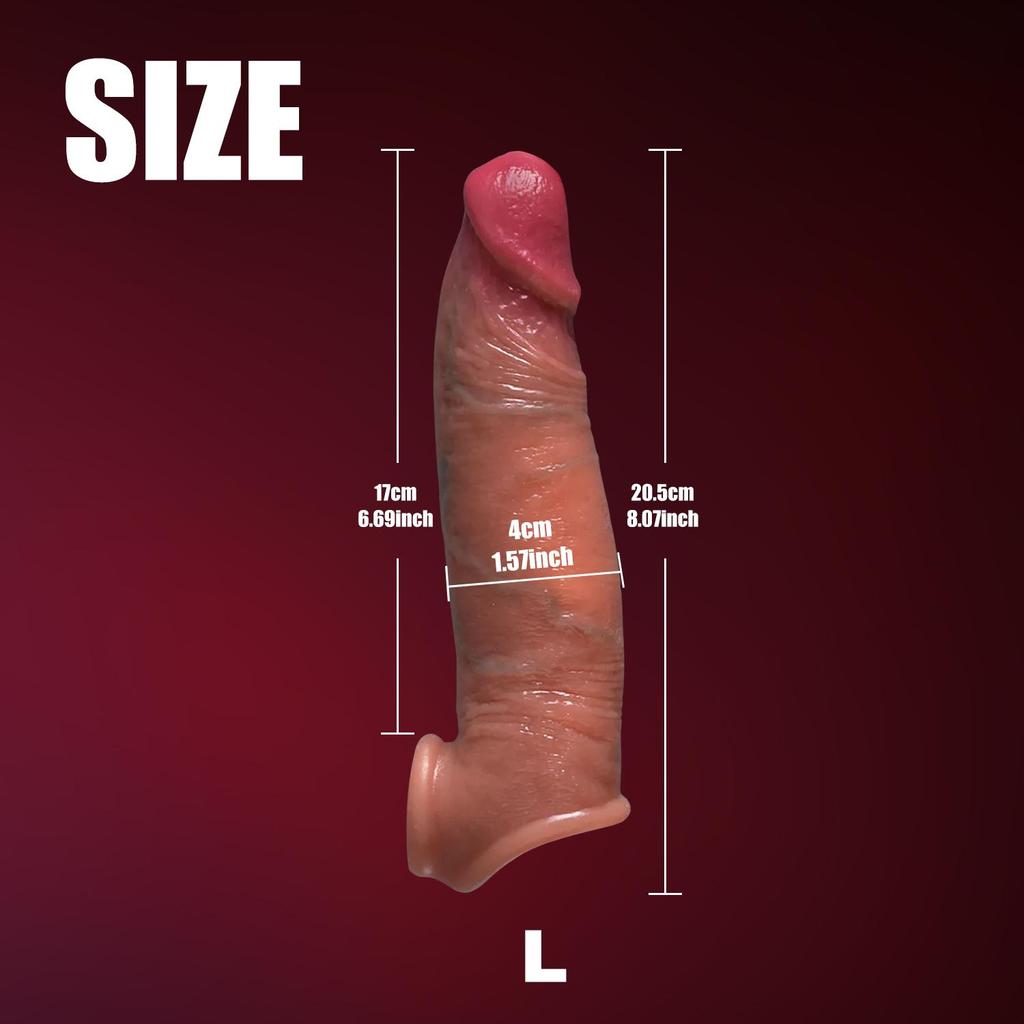Reusable Soft Silicone Penis Sleeve with Cock Ring Sex Toy Penis Extender Cock Training Enlargement Adult Sex Toy for Men Couple