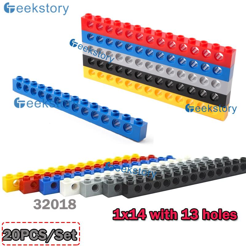20PCS 1x14 with 13 Holes Technology Building Blocks Parts 32018 Perforated Assembly DIY Toys Long Beam MOC Bricks Accessories