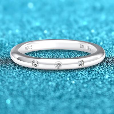 18k White Gold 0.036ct Moissanite Ring for Women Bridal 3 Stones S925 Solid Silver Matching Diamond Band Luxury Jewelry