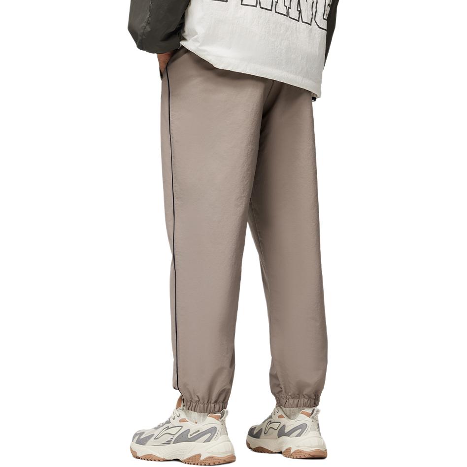 Li Ning Sports Lifestyle Series Comfortable Loose Solid Color Casual Pants Men Bottoms Brown AYKU607-3