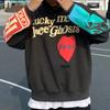 Graffiti Letter Foam Fleece Baggy Sweatshirts Męskie Oversize High Street Casual Hooded Hoodie Unisex Pullover Loose Hoody