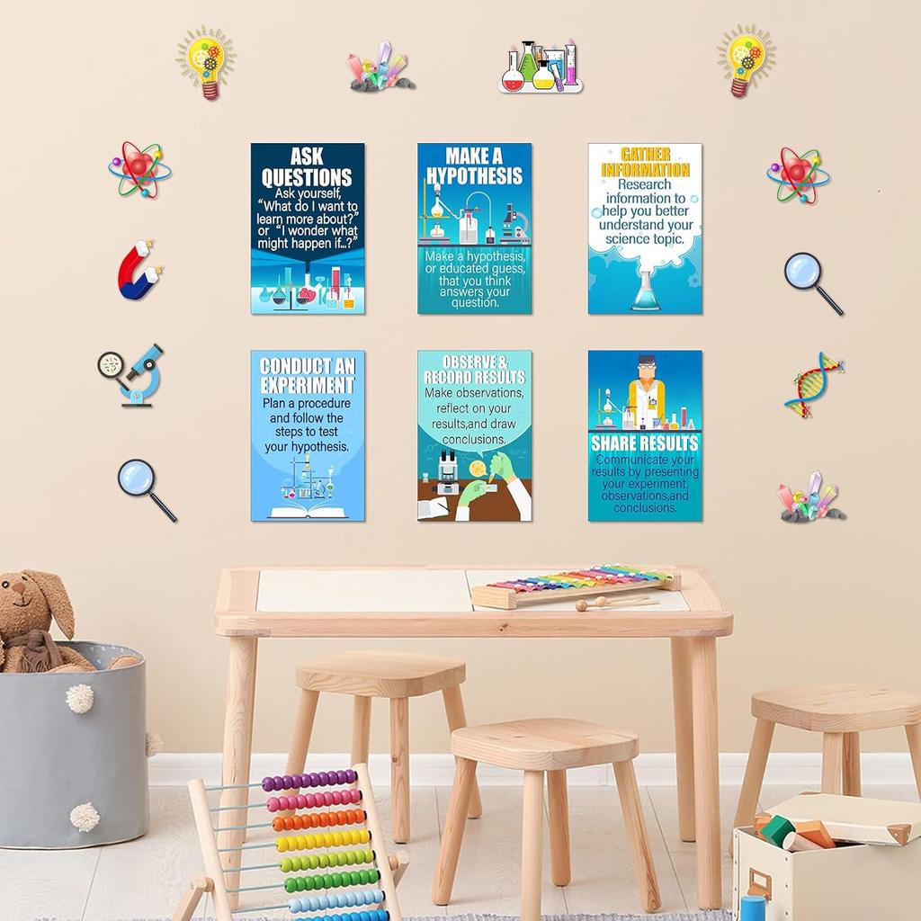 Zonon 31 Pieces Science Classroom Decoration Science Bulletin Board Set Scientist Posters Banner Classroom Wall Decoration Scientist Lab Cutouts for