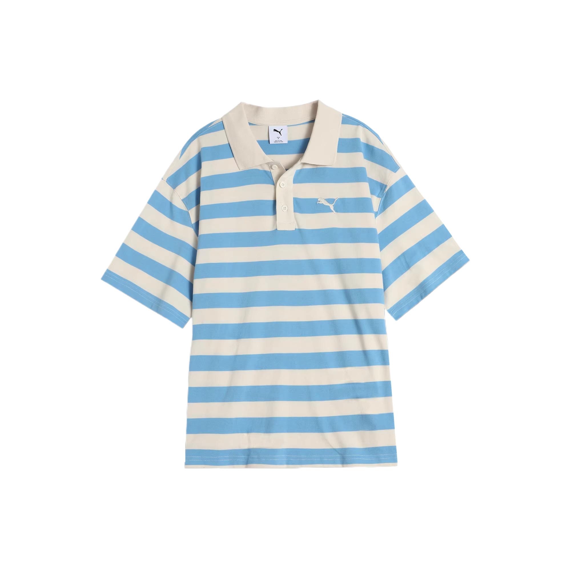 PUMA Striped SS25 WARDROBE ESS Polo Shirt Unisex Light Blue 633857-57 L180/100A